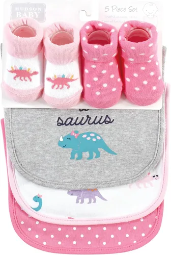 Vista 123 de Hudson Baby Conjunto de babero y calcetines unisex de algodón para bebé