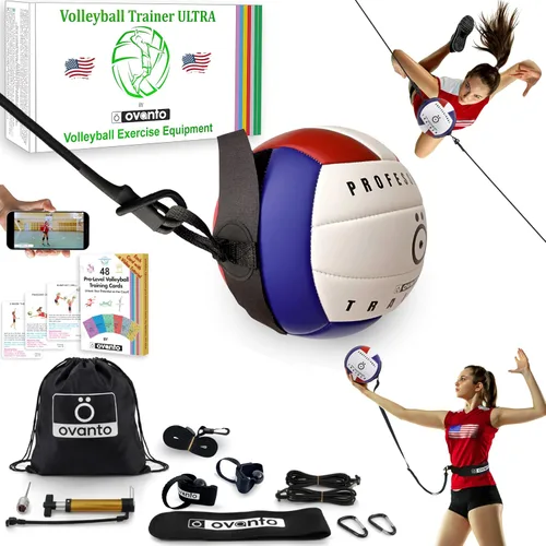 Vista 13 de OVANTO Volleyball Training Equipment Aid – Adjustable Practice Volleyball Kit