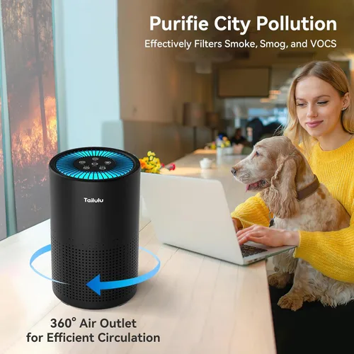 Vista 7 de Purificadores de aire para dormitorio y hogar, Tailulu purificador de aire con filtro HEPA verdadero H14, limpiador de aire silencioso con modo