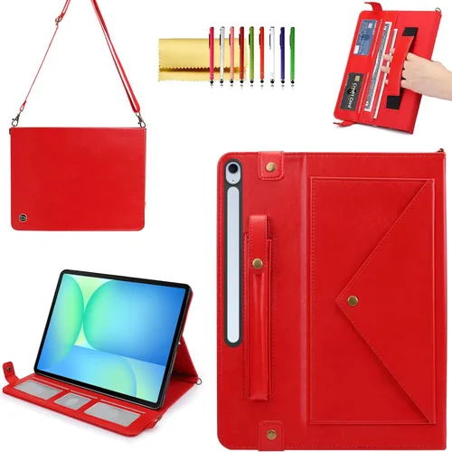 Vista 29 de Bolso Funda para Samsung Galaxy Tab S10 FE/S9 FE 10.9"/S9/S8/S7 11", Techcircle Folio con Soporte Cruzado, Billetera con Ranura para Lápiz S Pen