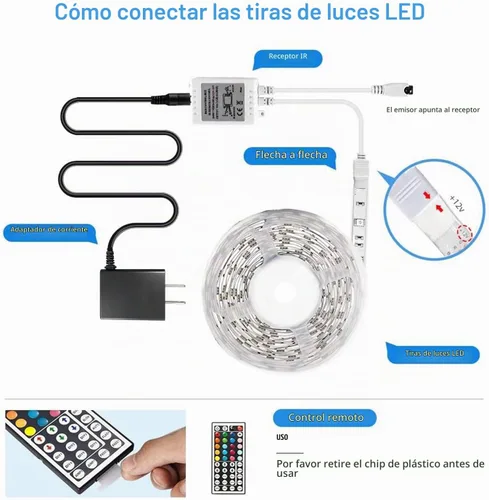 Vista 4 de DAYBETTER - Tira de luces led de 16.4 pies, con control remoto y fuente de alimentación