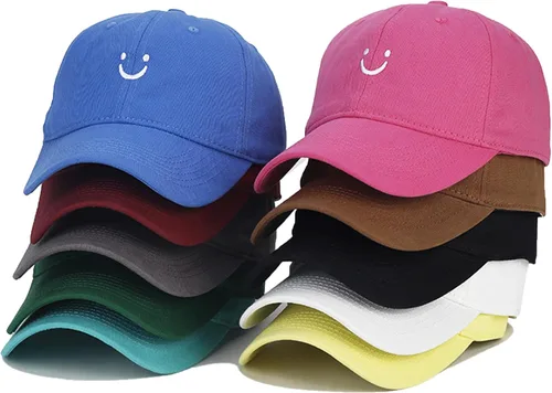 Vista 21 de Umeepar Gorra de béisbol con cara sonriente para mujeres y hombres, ajustable, de perfil bajo, de algodón, sin estructura, para papá
