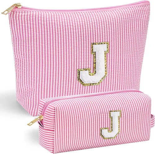 Vista 135 de YOOLIFE Regalos del Día de la Madre para Mujeres, Bolsa de Maquillaje con Iniciales, Bolsa de Maquillaje para Viaje, Bolsa de Maquillaje Negro