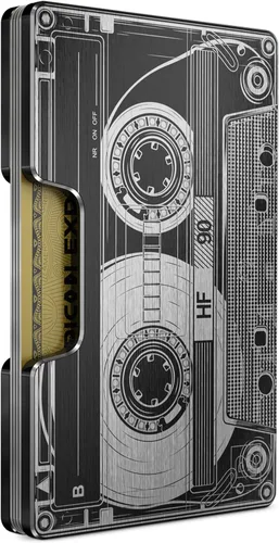 Vista 51 de Cartera de aluminio impresa 2.5D para hombres: clip delgado para dinero y tarjetero con barniz selectivo táctil. Bloqueo RFID mejorado, compacto