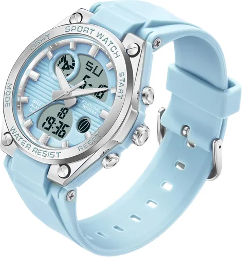 Vista 11 de Reloj digital para mujer de findtime, deportivo, impermeable, analógico, militar, táctico, con retroiluminación LED, alarma, cronómetro, reloj