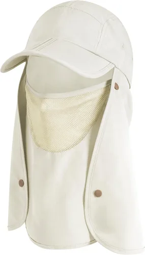 Vista 7 de SUN CUBE Sombrero de sol de pesca con solapa para el cuello y cubierta facial, UPF50+ gorra de protección UV de ala ancha para hombres y mujeres