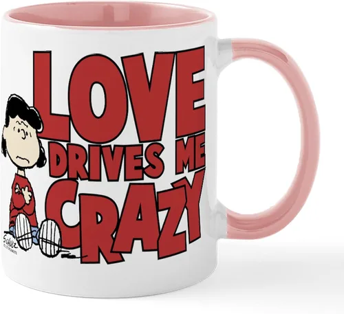 Vista 6 de CafePress Peanuts Lucy Love Drives Me Craz - Taza de café de cerámica de 11 oz (11.0 fl oz)
