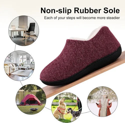 Vista 5 de Leisurely Pace Pantuflas de invierno de espuma viscoelástica para mujer espalda cerrada forro polar pantuflas para interiores y exteriores