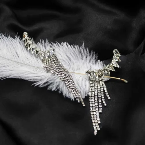 Vista 6 de Crystal Leaf Climbers Crawler - Aretes de joyería con circonita brillante pavimenta de metal para las orejas