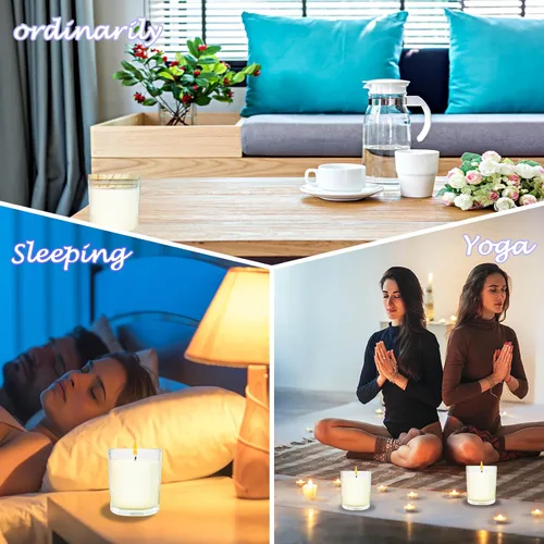 Vista 6 de 12 velas de soja de 6 onzas, juego de velas aromáticas a granel con aroma a rosa, velas de aromaterapia, velas perfumadas para aliviar el estrés