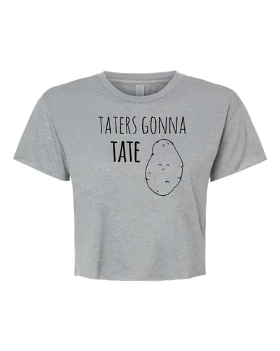 Vista 19 de I Walk The Lime, Cute Women's Screen Printed Crop Tee, Shirts With Sayings, Heather Gray or Gold (S, Heather Gray)