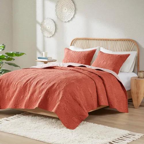 Vista 20 de Ink+Ivy Juego de edredón reversible de algodón – Funda de verano con diseño de cheurón moderno, transpirable, capa de ropa de cama ligera para todas