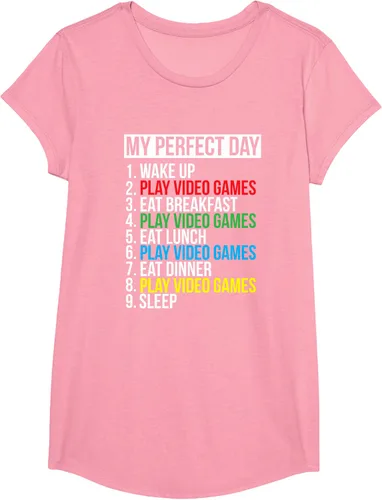 Vista 62 de My Perfect Day" - Camiseta negra de ajuste clásico, cuello redondo, manga corta, poliéster y algodón, Negro