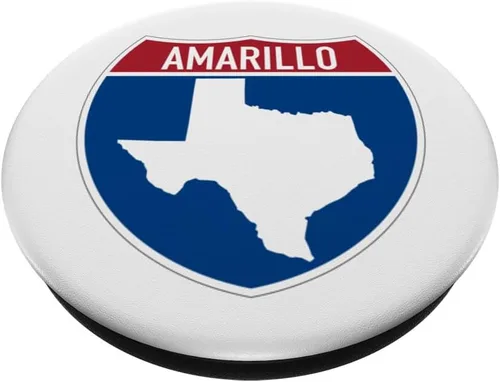 Vista 2 de Amarillo Texas TX Interstate Highway Vacation Souvenir PopSockets Adhesive PopGrip