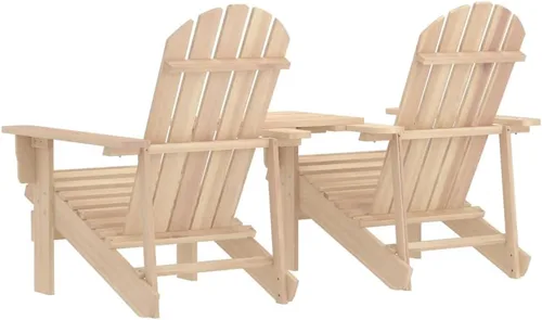 Vista 5 de Garden Chair Natural Wood Solid Fir Wood, Ergonomic Adirondack Outdoor Seating for Front Porch, Small Patio Furniture Set