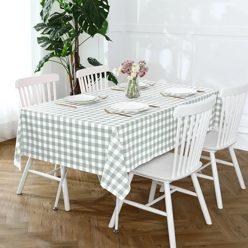 Vista 25 de Romanstile Mantel rectangular de vinilo, 100% impermeable, mantel de plástico a cuadros de búfalo, resistente y lavable para exteriores, campamento