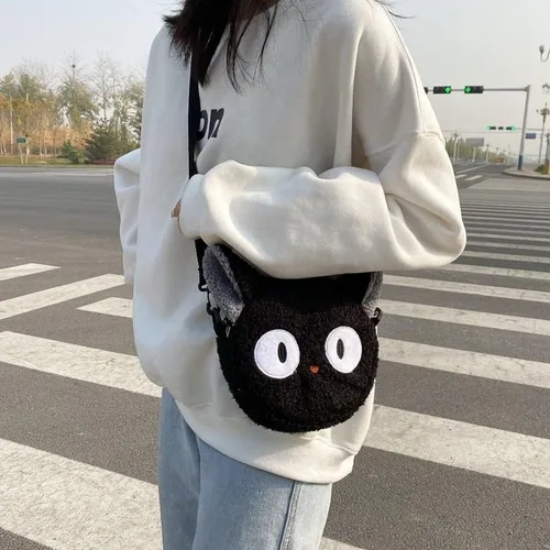 Vista 3 de Y2k - Bolso cruzado pequeño estético, estilo kawaii, bolso cruzado estético para mujer, bolso de mano, Negro -, Suave