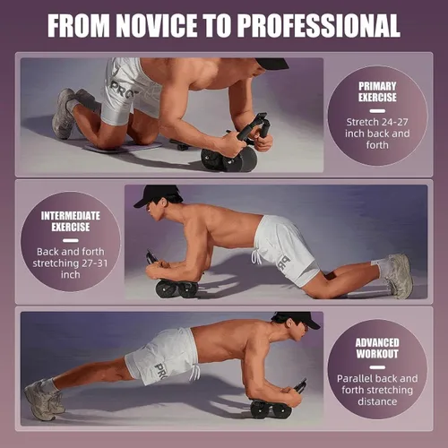 Vista 3 de 2026 New 4-Wheel Abdominal Roller with Elbow Support : Latest Upgraded High-Performance Exercise Machine With Automatic Rebound, Multi- layered