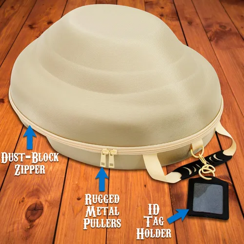 Vista 6 de CASEMATIX Caja de sombrero de vaquero y almacenamiento portátil para sombreros de vaquero para bordes de hasta 4.75 pulgadas, funda rígida