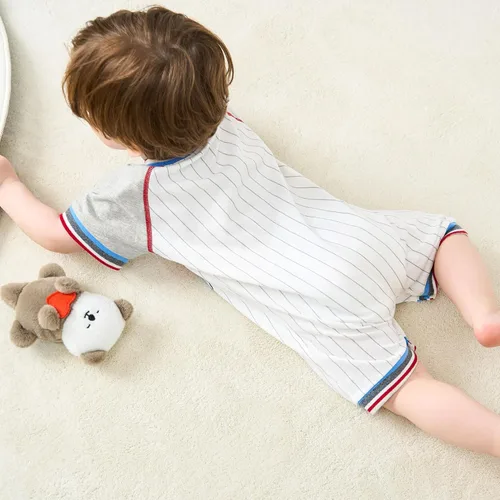 Vista 3 de pureborn Mameluco náutico de una pieza para bebés, niños y niñas, conjunto de playa, ropa de verano de 0 a 24 meses All Star