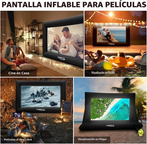 Vista 6 de Pantalla de Proyector Inflable, Pantalla de Película Inflable de 16 Pies para Proyector Exterior, Diseño de Una Pieza de Fácil Instalación