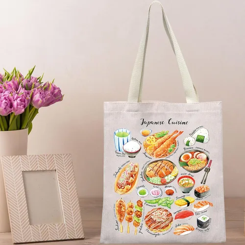 Vista 6 de BWWKTOP Bolsa de mano de cocina japonesa Regalos de viaje de Japón Bolsa de hombro Cultura japonesa Mercancía de viaje de Japón, Cocina Japonesa