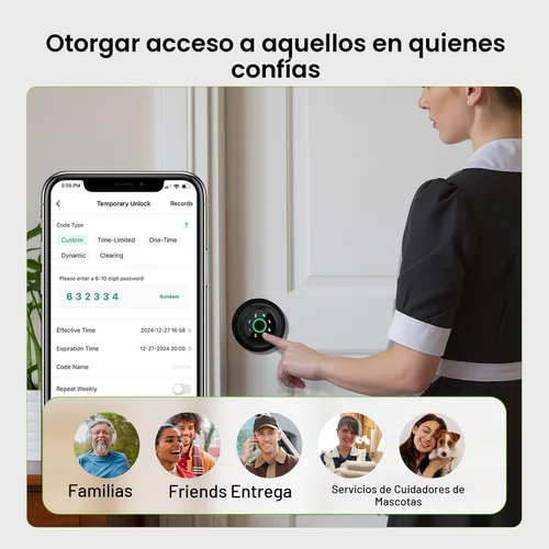 Vista 6 de GHome Smart - Cerradura de puerta de huellas dactilares inteligente, perilla de puerta de huellas dactilares inteligente 4 en 1 con teclado, control
