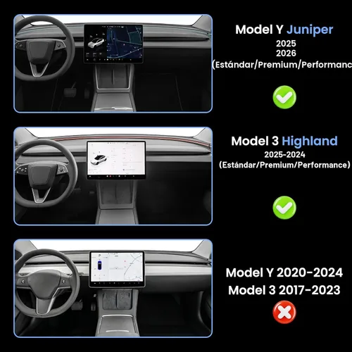 Vista 2 de Organizador de almacenamiento debajo de la pantalla para Tesla Model Y Juniper 2025-2026/Model 3 Highland 2024-2026, bandeja organizadora de consola
