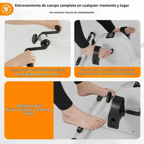 Vista 12 de Ejercitador de pádel, mini bicicleta estática para ciclismo de piernas y brazos, ejercicio de calentamiento Blanco
