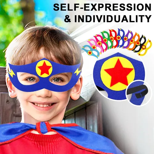 Vista 6 de iROLEWIN Capas de superhéroes para niños, paquete de 20 regalos de fiesta de superhéroes para niños pequeños, disfraces de grupo de Halloween, juego
