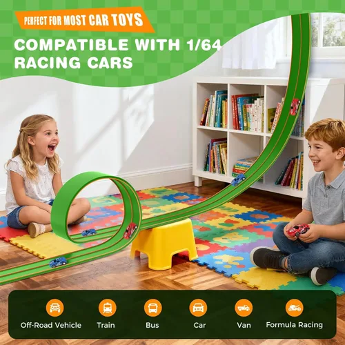 Vista 2 de TAEMVV Pista de carreras flexible para niños, juego de pistas de doble