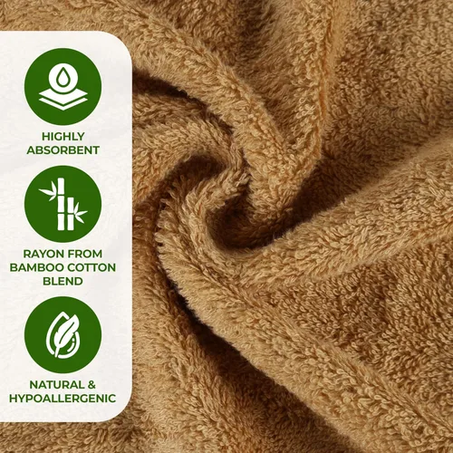 Vista 4 de Superior Rayon - Juego de toallas de 12 piezas de mezcla de bambú, de secado rápido, artículos esenciales para el baño, ducha, spa, toallas