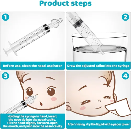 Vista 5 de Aspirador nasal para bebés, sistema de enjuague sinusal profesional para bebés, limpiador nasal portátil, dispositivo de enjuague rápido para bebés
