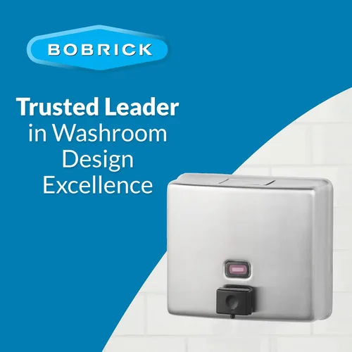 Vista 8 de Bobrick 4112 despachador para jabón, para montura sobre superficies ConturaSeries, de 40 onzas, acero inoxidable satinado
