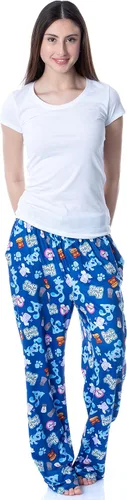 Vista 3 de Nickelodeon - Pantalones de pijama para dormir con estampado de iconos azules para hombre, Azul Patchwork