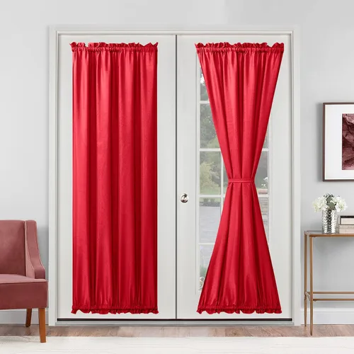 Vista 50 de Cortinas para puerta francesa, color aguamarina, 24 pulgadas de ancho x 40 pulgadas de largo, 1 panel Bolsillo para barra, semitransparente