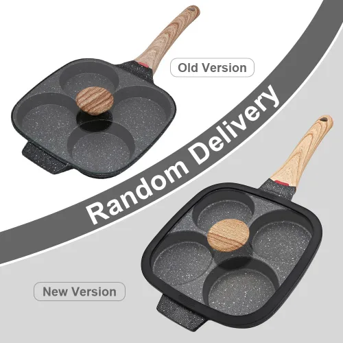 Vista 6 de Sartén antiadherente para huevos de 4 tazas con tapa, color negro