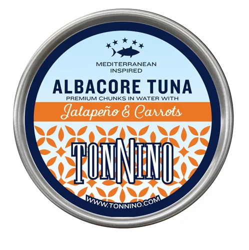 Vista 11 de Tonnino Atún Albacora - Trozos premium en agua con garbanzos, maíz y zanahorias - Paquete de 12 - Alternativa al salmón - Snacks proteicos - Comidas
