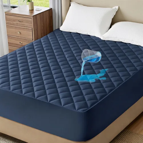 Vista 10 de Bedsure Protector de colchón impermeable tamaño individual, cubrecolchón acolchado con bolsillo profundo de hasta 22 pulgadas, funda de cama suave