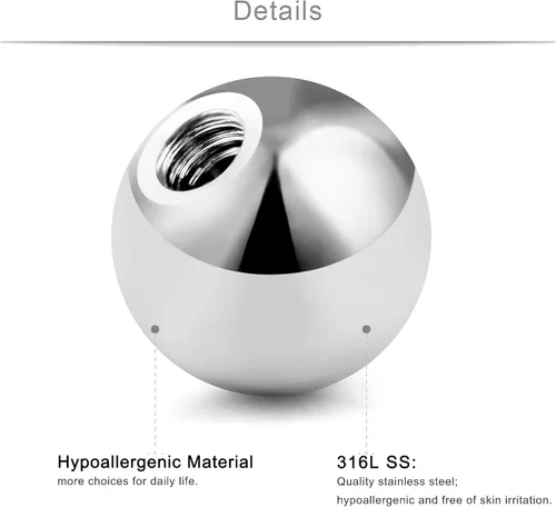 Vista 2 de SCERRING Bola de 14G para piercing bolas de repuesto de espigas roscadas externamente pezón industrial lengua Piercing Piercing Piercing Piercing