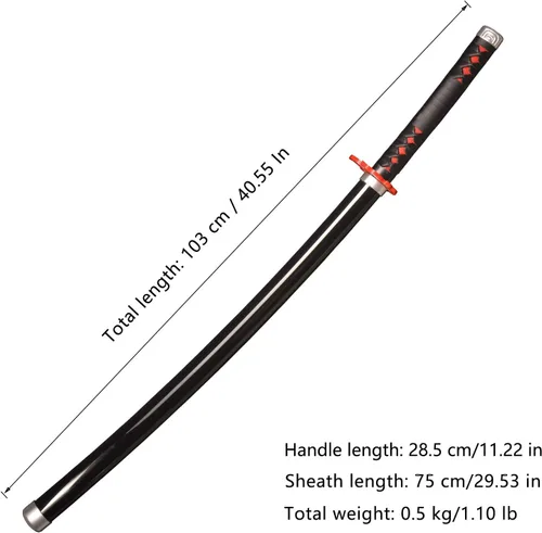 Vista 2 de Espadas de cosplay Agatsuma Zenitsu Samurai, espada Katana, espada de juguete de plástico para juego de disfraces, Halloween, cosplay, regalo, 4030
