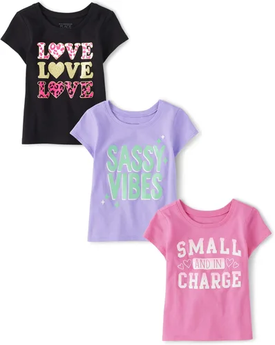 Vista 18 de The Children's Place Camisetas estampadas de manga corta para bebés y niñas pequeñas, con diseño de unicornios y mariposas, a la moda, paquete de 3