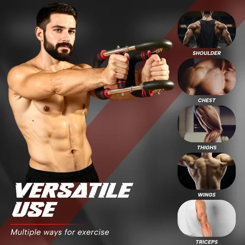 Vista 3 de Twister - Entrenador de brazo para hombres y mujeres, equipo de entrenamiento ajustable de pecho de 30 a 120 libras, con 4 resortes y póster