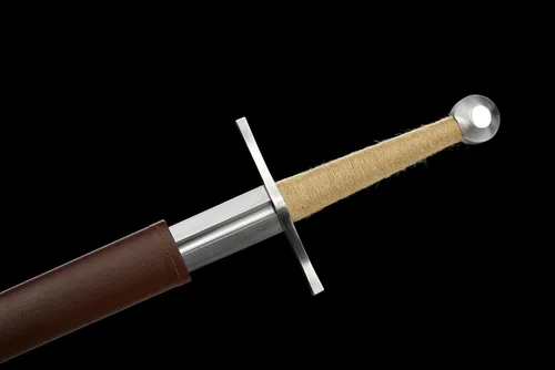 Vista 7 de Espada medieval hecha a mano completa de acero de alto carbono, hoja afilada, pomo de acero inoxidable, borde afilado para colección
