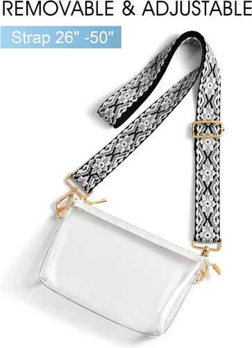 Vista 4 de Bolso transparente para mujer, pequeña bolsa transparente para eventos de estadio, bolso cruzado para conciertos, fiestas, fanáticos