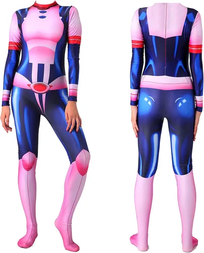 Vista 6 de Uraraka Ochako - Overol para cosplay de anime MHA para mujer, para fiesta de Halloween