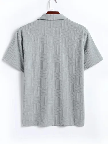 Vista 3 de ZAFUL Camisa hawaiana de algodón de manga corta con botones para el verano, para playa tropical