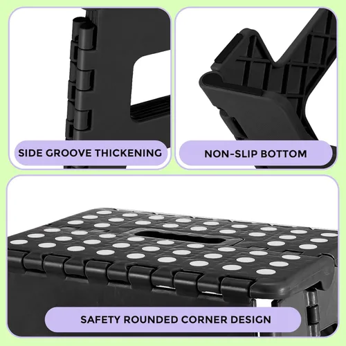 Vista 3 de Dyforce Taburete plegable de 9 pulgadas para niños y adultos, taburete de pie plegable y ligero para niños pequeños, cocina, baño, capacidad de 300