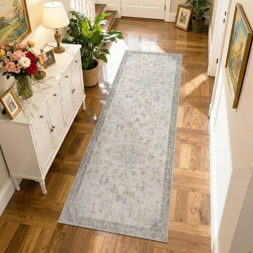 Vista 20 de jinchan Alfombra vintage de 2 x 3 pies para entrada, lavable, diseño floral romántico, tapete pequeño antideslizante, tapete ligero de bajo perfil