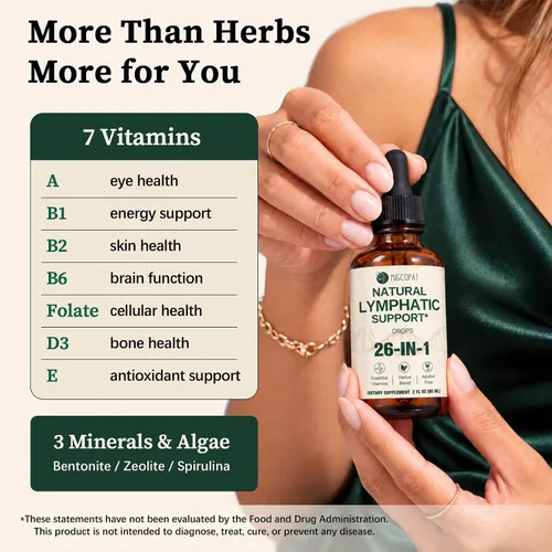 Vista 5 de Migcopat Gotas de drenaje linfático liposomal 26 en 1, sabor mixto de bayas